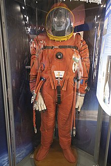 Prototype flight suit for crewed mission ISRO-designed Astronaut Space Suit.jpg