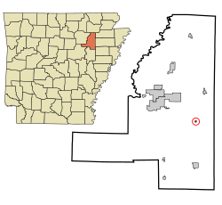 Location in Jackson County and the state of Arkansas