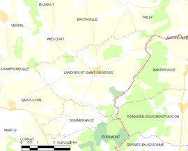 Mapa obce Landres-et-Saint-Georges