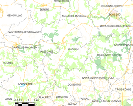 Mapa obce Clugnat