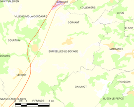 Mapa obce Égriselles-le-Bocage