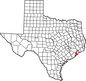 Карта Техаса с указанием округа Галвестон