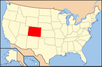 Bản đồ Hoa Kỳ có ghi chú đậm tiểu bang Colorado