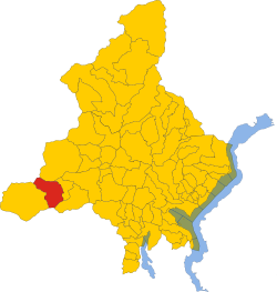 Elhelyezkedése Verbano-Cusio-Ossola megye térképén