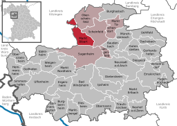 Läget för Markt Bibart i Landkreis Neustadt an der Aisch-Bad Windsheim