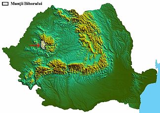 Lage des Bihor-Gebirges in Rumänien