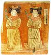 Uigurische Prinzessinnen, Wandfreske aus Höhle 9, ca. 8–9. n. Chr., Museum für Asiatische Kunst