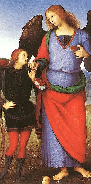Tobias with the Angel Raphael, by Pietro Perug...