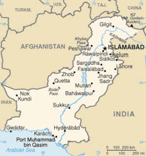 Kort over Pakistan