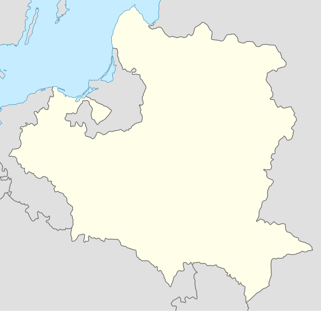 Mapa konturowa Polski w 1771 r., na dole znajduje się punkt z opisem „miejsce bitwy”