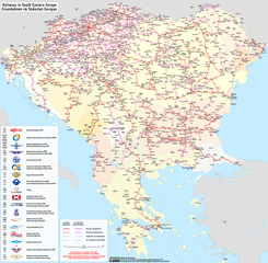 Eisenbahnkarte von Südosteuropa