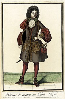 Recueil des modes de la cour de France, 'Homme de Qualite en Habit d'Espee', Nicolas Arnoult (ca. 1671-1700), 1687