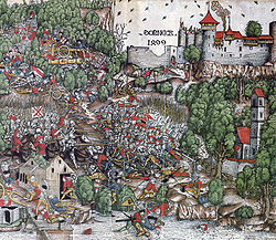 Az 1499-es dornachi csata egy korabeli fametszeten