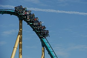 One of the vertical drops on the Kraken