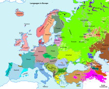 Distribution of major languages of Europe Simplified Languages of Europe map.svg