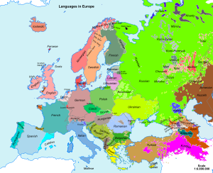 Map of major European languages Simplified Languages of Europe map.svg