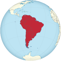 Lage Südamerikas auf einer Weltkarte