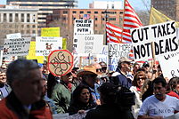 Many Libertarians credit the Tea Party movement for increasing their popularity in the 2010 and 2012 elections. Tea Party Protest, Hartford, Connecticut, 15 April 2009 - 031.jpg