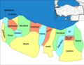 Kaart van de districten van de provincie Trabzon