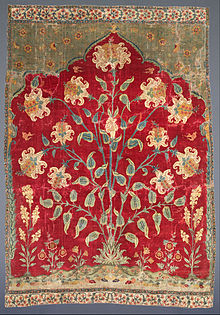 Fragment of a saf carpet. Mughal India, first half of the 17th century. Museum of Islamic Art, Doha Unknown, India - Fragment of a Saf Carpet - Google Art Project.jpg