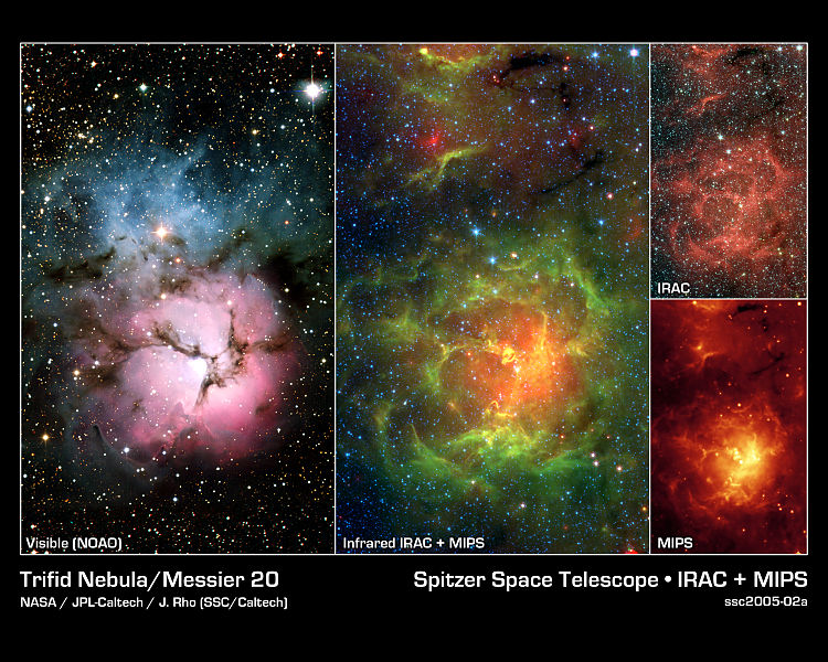 Trifid Nebula in various regions of the spectrum