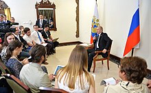 Vladimir Putin answered questions from Russian journalists following the BRICS Summit (2016-10-16) 01.jpg