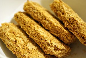 Four Weetbix in a bowl.