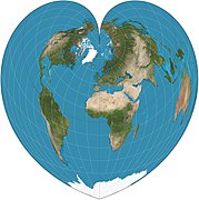 Carte du monde avec projection de Werner "en cœur"