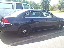 An unmarked Chevy Impala parked at the West Virginia State Police Academy West Virginia State Police unmarked Chevrolet Impala.jpg