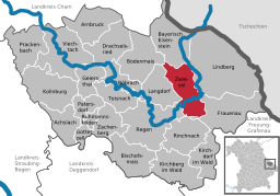 Läget för Zwiesel i Landkreis Regen