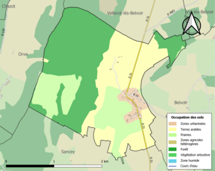 Carte en couleurs présentant l'occupation des sols.