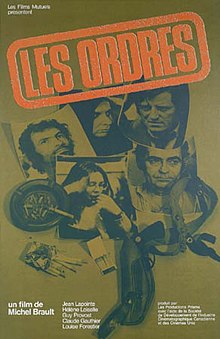 Affiche du film "Les ordres" de Michel Brault (1974)