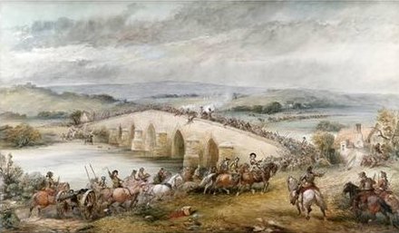 A 19th-century impression of the fight for Preston Bridge Battle of Preston (Cattermole).jpg