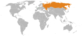 Kaart met daarop België en Rusland