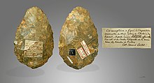 Biface handaxe found by Boucher de Perthes Biface de Boucher de Perthes MHNT.jpg