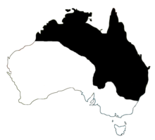 An outline of Australia with the North and NorthEast marked in black