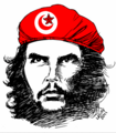 Immagine politica creata da Carlos Latuff per la rivoluzione tunisina del 2011 con Guevara che indossa un basco con la bandiera tunisina