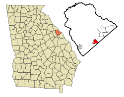 Location in Columbia County and the state of جورجیا