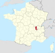 Lage des Departements Rhône in Frankreich