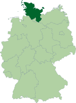 გერმანიის რუკა, შლეზვიგ-ჰოლშტაინი აღნიშნულია