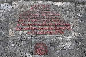 Inscription on Punta Cruz Watchtower