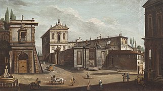 El templo visto desde la Villa Aldobrandini, de Jacopo Fabris