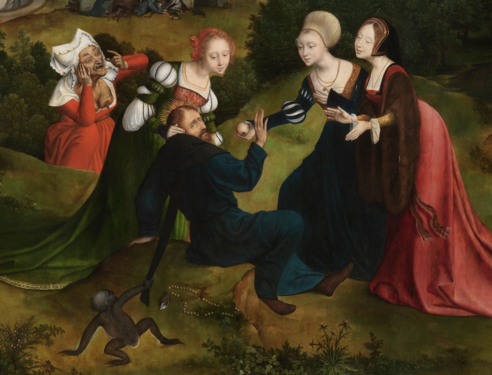 1. Joachim Patinier, Tentation de saint Antoine : détail des figures du premier plan.