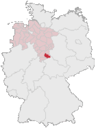 situo de la distrikto Osterode am Harz en Germanio
