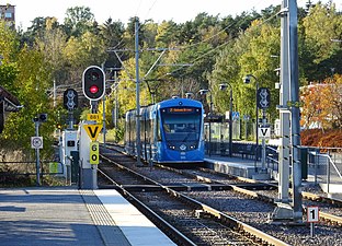 Tåget mot Gåshaga brygga.