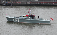 MTB 102, an experimental design, served in World War II. During the Dunkirk evacuation it acted as a temporary flagship MTB 102 (Motor Torpedo Boat).png