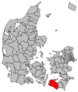 Položaj općine Lolland na karti Danske