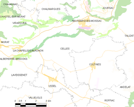 Mapa obce Celles