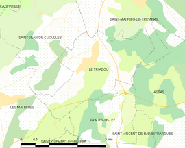 Mapa obce Le Triadou