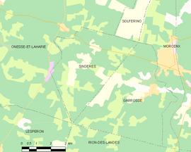 Mapa obce Sindères
